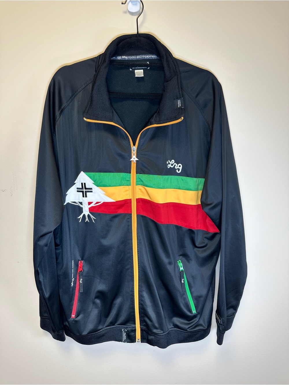 LRG Lifted Research Group Colorblock Track Jacket XXXL – Black Multicolor